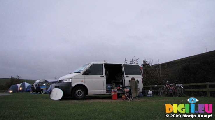 SX08872 Van at campsite Porth Beach Tourist Park